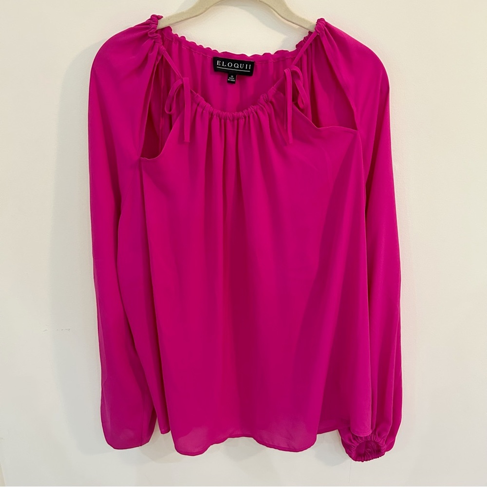 Eloquii Tie Front Long Sleeve Top